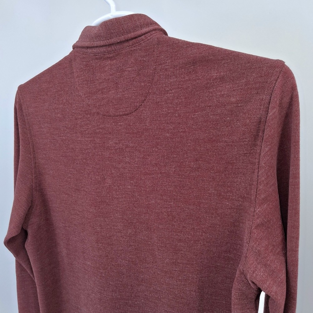UNTUCKit DAO Polo Shirt Mens Medium Maroon Long Sleeve Heathered Cotton Blend - Picture 5 of 15